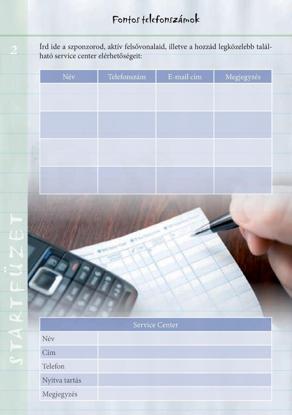 service center elérhetőségeit: Név Telefonszám E-mail cím