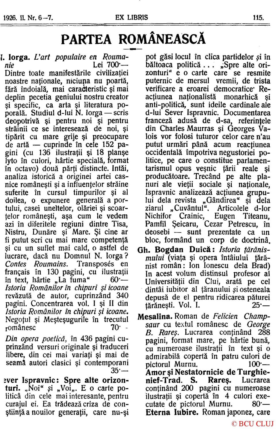 specific, ca arta şi literatura poporală. Studiul d-lui N.