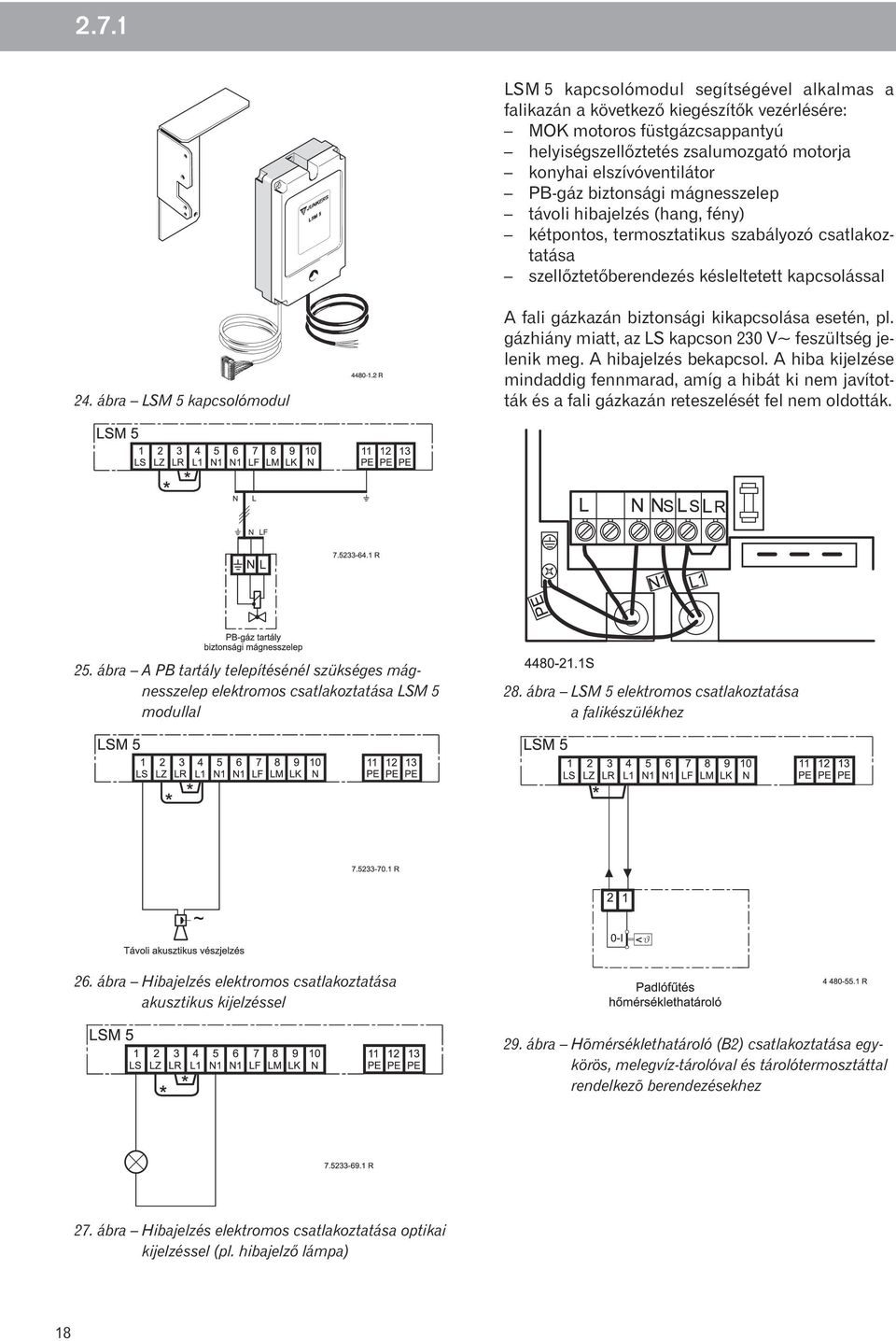 ábra LSM 5 kapcsolómodul A fali gázkazán biztonsági kikapcsolása esetén, pl. gázhiány miatt, az LS kapcson 230 V~ feszültség jelenik meg. A hibajelzés bekapcsol.