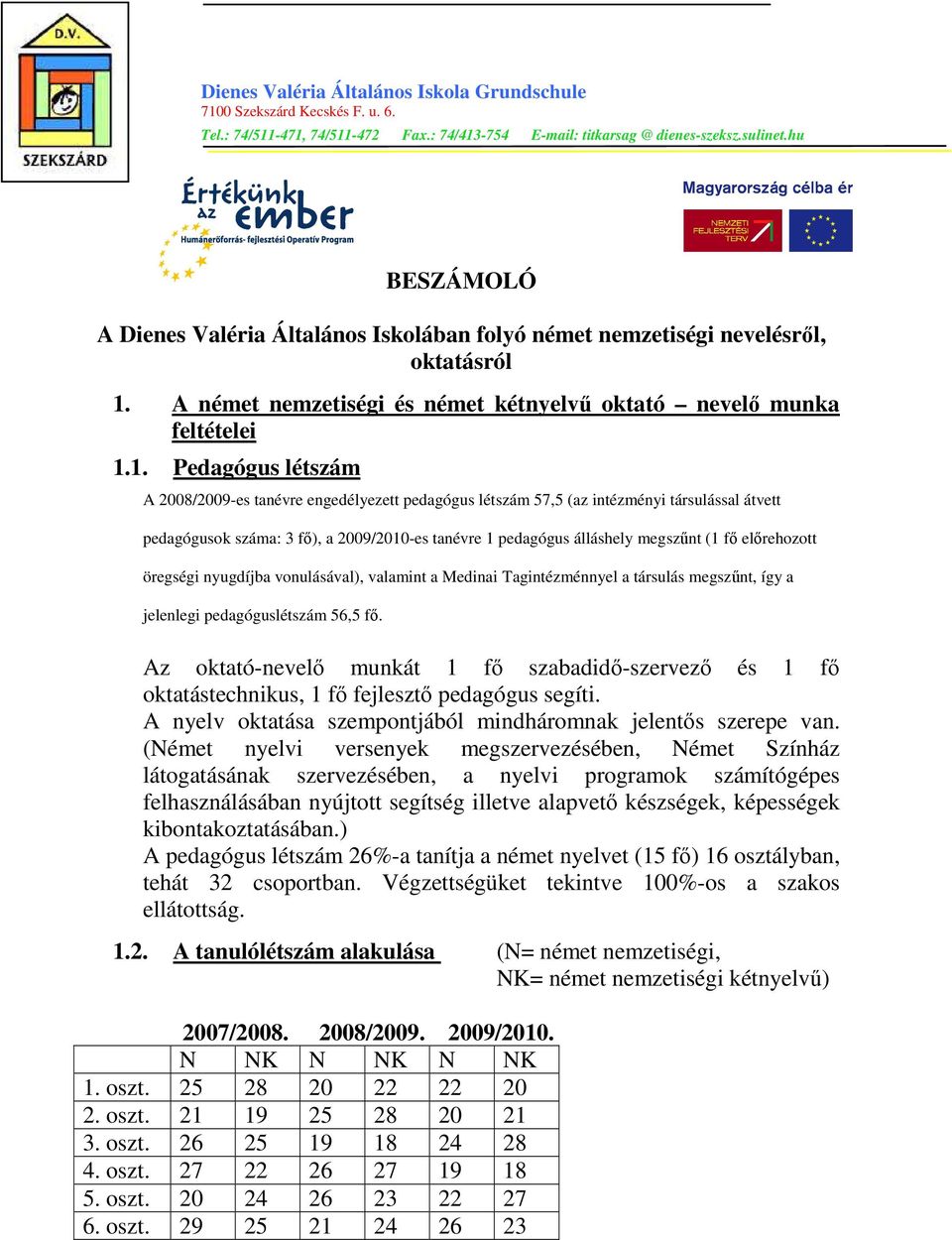 A német nemzetiségi és német kétnyelvő oktató nevelı munka feltételei 1.