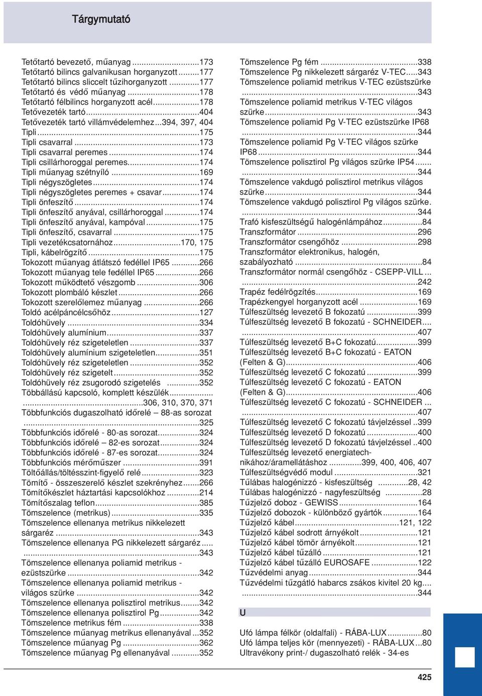 ..174 Tipli műanyag szétnyíló...169 Tipli négyszögletes...174 Tipli négyszögletes peremes + csavar...174 Tipli önfeszítő...174 Tipli önfeszítő anyával, csillárhoroggal.