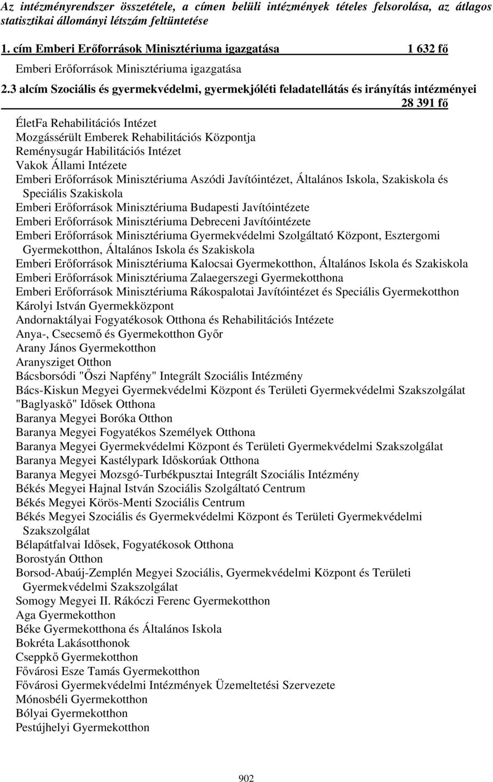 3 alcím Szociális és gyermekvédelmi, gyermekjóléti feladatellátás és irányítás intézményei 28 391 fő ÉletFa Rehabilitációs Intézet Mozgássérült Emberek Rehabilitációs Központja Reménysugár