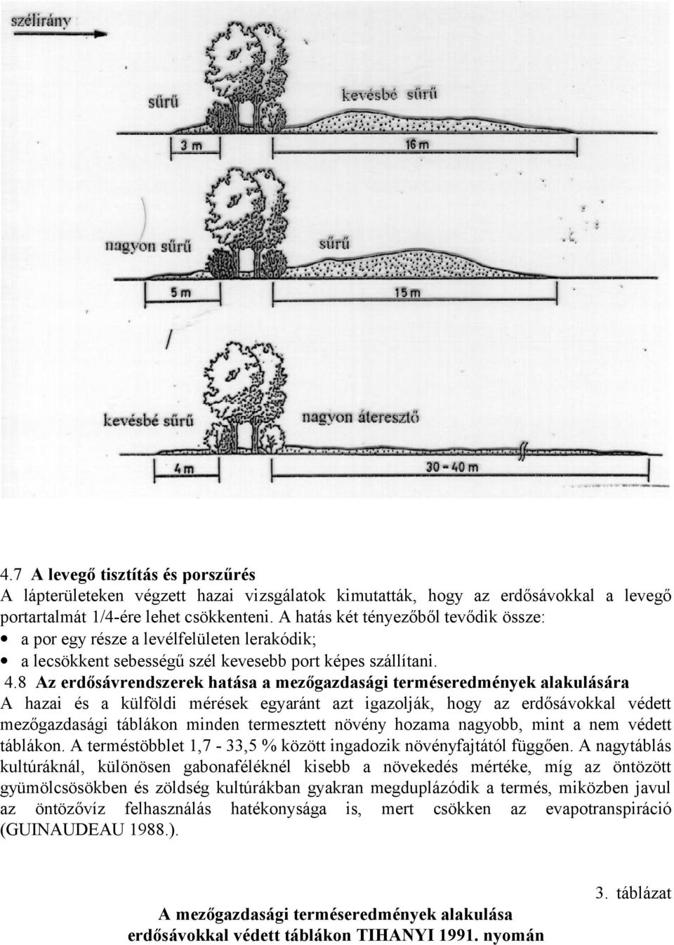 8 Az erdősávrendszerek hatása a mezőgazdasági terméseredmények alakulására A hazai és a külföldi mérések egyaránt azt igazolják, hogy az erdősávokkal védett mezőgazdasági táblákon minden termesztett