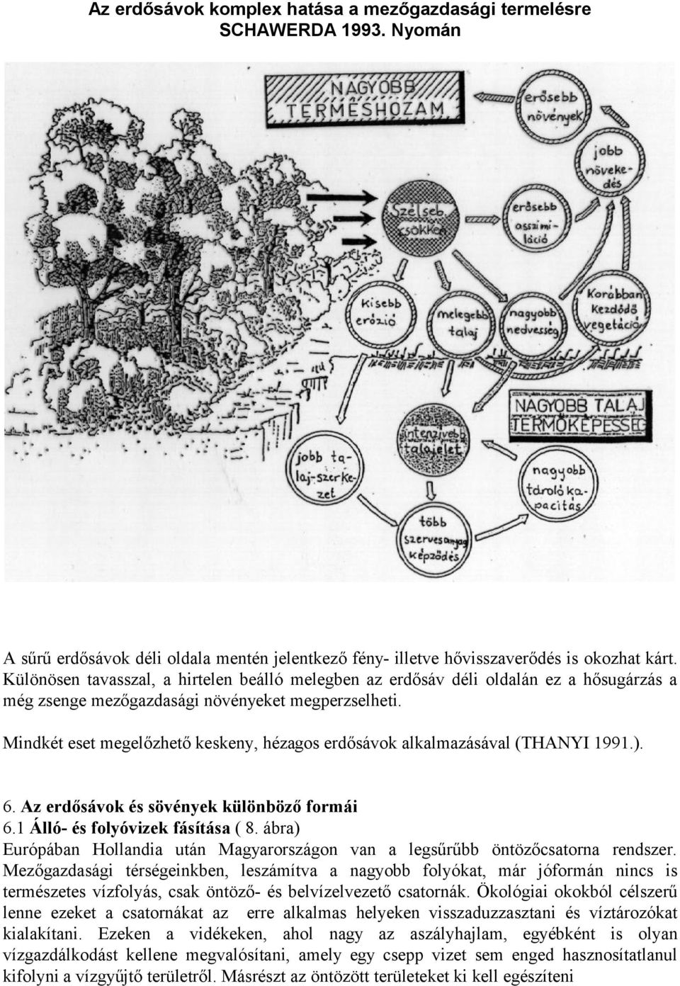 Mindkét eset megelőzhető keskeny, hézagos erdősávok alkalmazásával (THANYI 1991.). 6. Az erdősávok és sövények különböző formái 6.1 Álló- és folyóvizek fásítása ( 8.