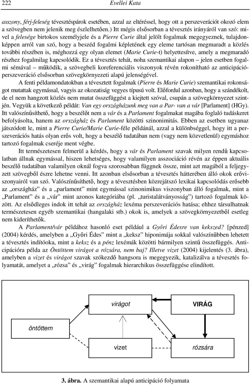 képletének egy eleme tartósan megmaradt a közlés további részében is, méghozzá egy olyan elemet (Marie Curie-t) helyettesítve, amely a megmaradó részhez fogalmilag kapcsolódik.