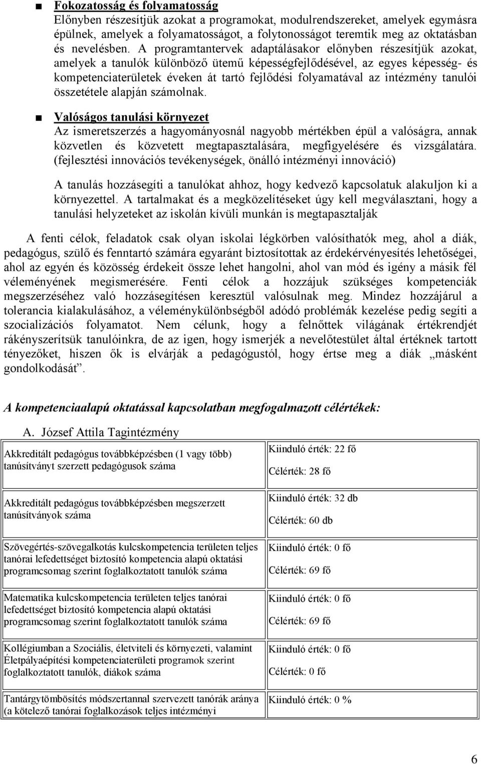 A programtantervek adaptálásakor előnyben részesítjük azokat, amelyek a tanulók különböző ütemű képességfejlődésével, az egyes képesség- és kompetenciaterületek éveken át tartó fejlődési folyamatával