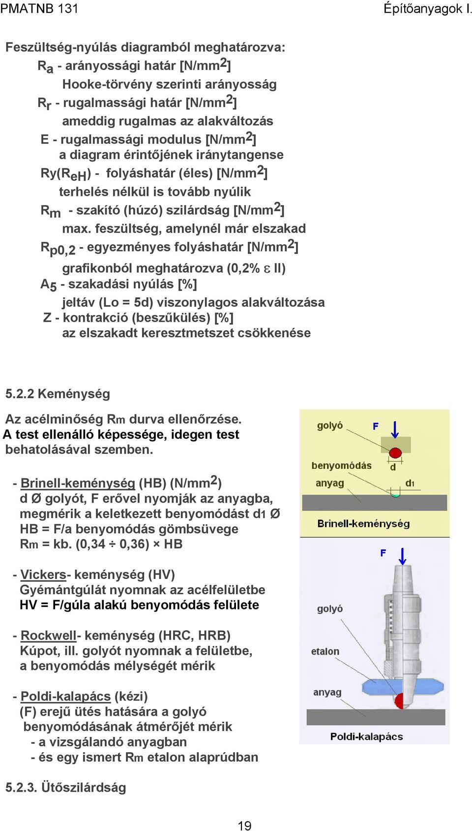 feszültség, amelynél már elszakad R p0,2 - egyezményes folyáshatár [N/mm 2 ] grafikonból meghatározva (0,2% ε ll) A 5 - szakadási nyúlás [%] jeltáv (Lo = 5d) viszonylagos alakváltozása Z - kontrakció