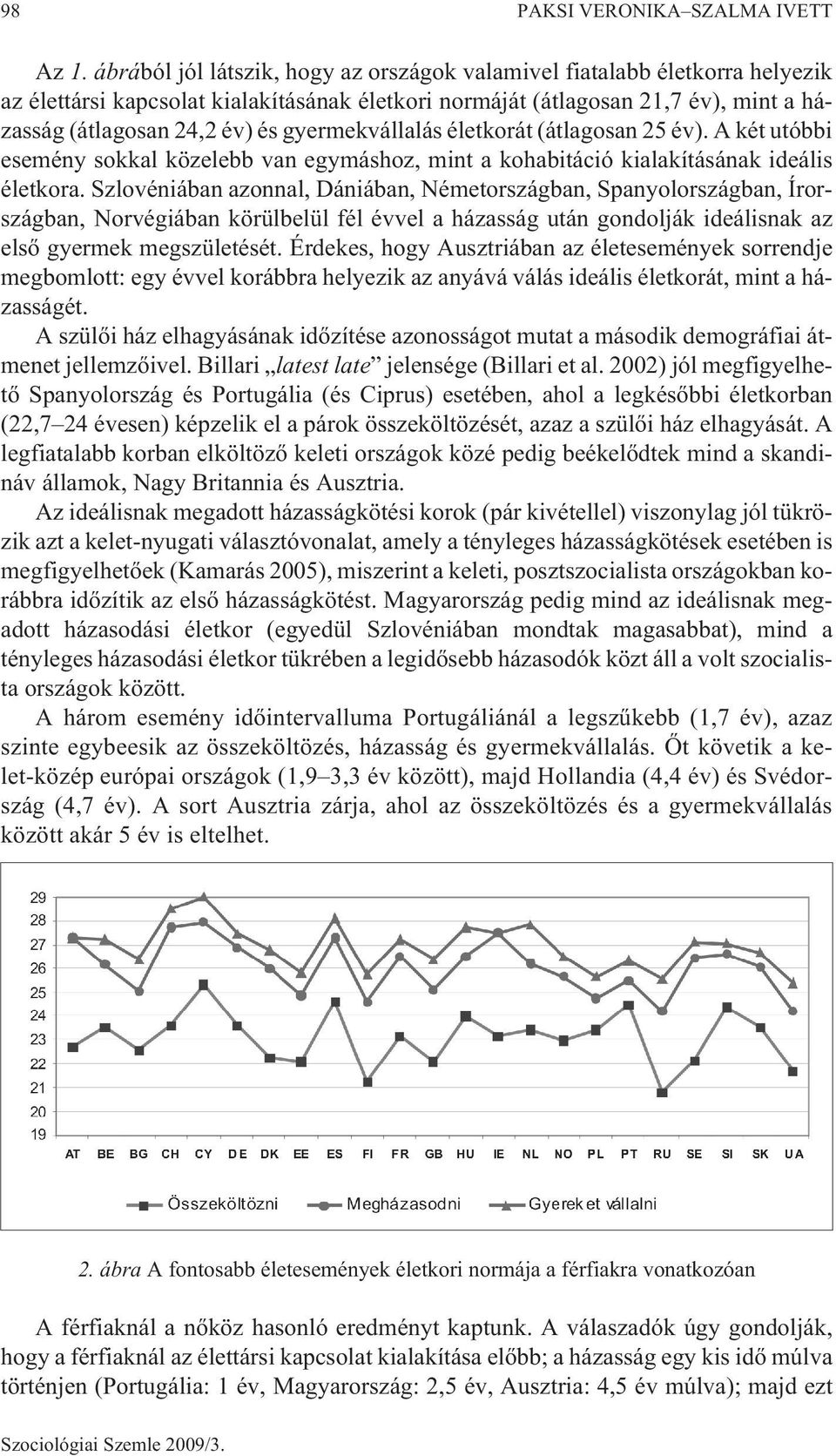 gyermekvállalás életkorát (átlagosan 25 év). A két utóbbi esemény sokkal közelebb van egymáshoz, mint a kohabitáció kialakításának ideális életkora.