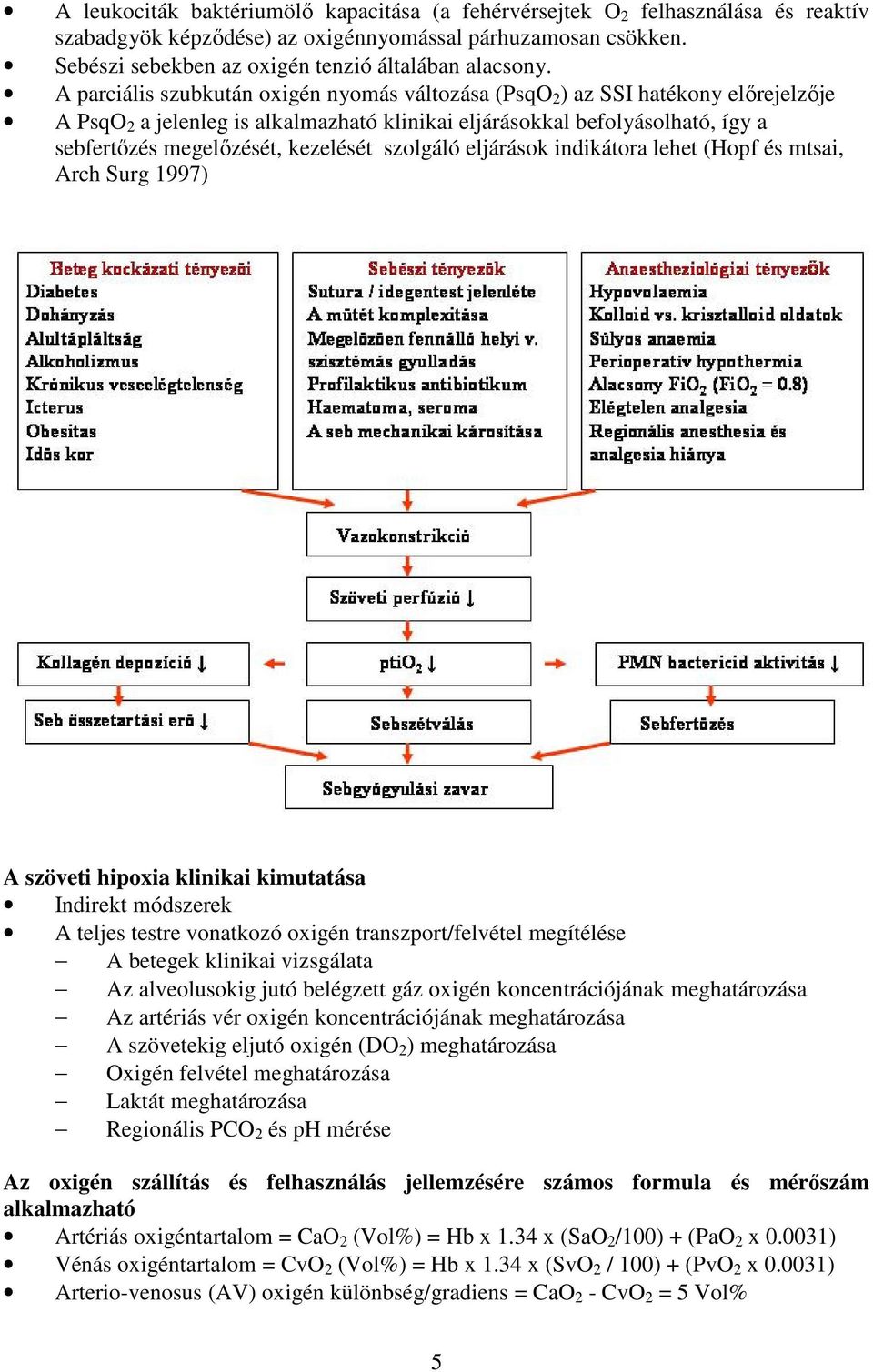 szolgáló eljárások indikátora lehet (Hopf és mtsai, Arch Surg 1997) A szöveti hipoxia klinikai kimutatása Indirekt módszerek A teljes testre vonatkozó oxigén transzport/felvétel megítélése A betegek