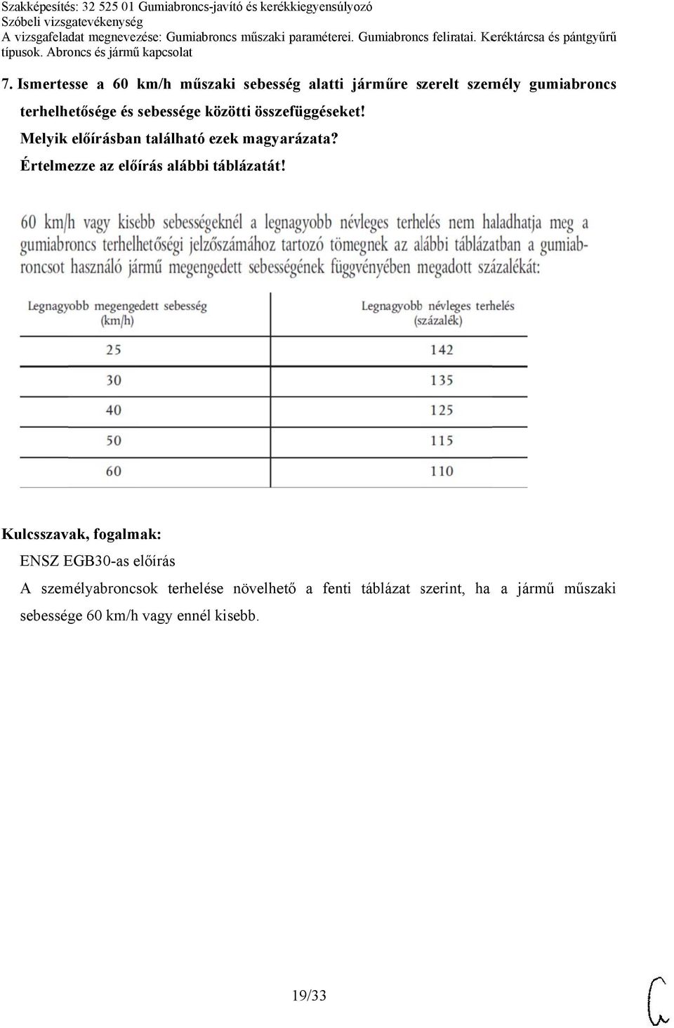 összefüggéseket! Melyik előírásban található ezek magyarázata? Értelmezze az előírás alábbi táblázatát!