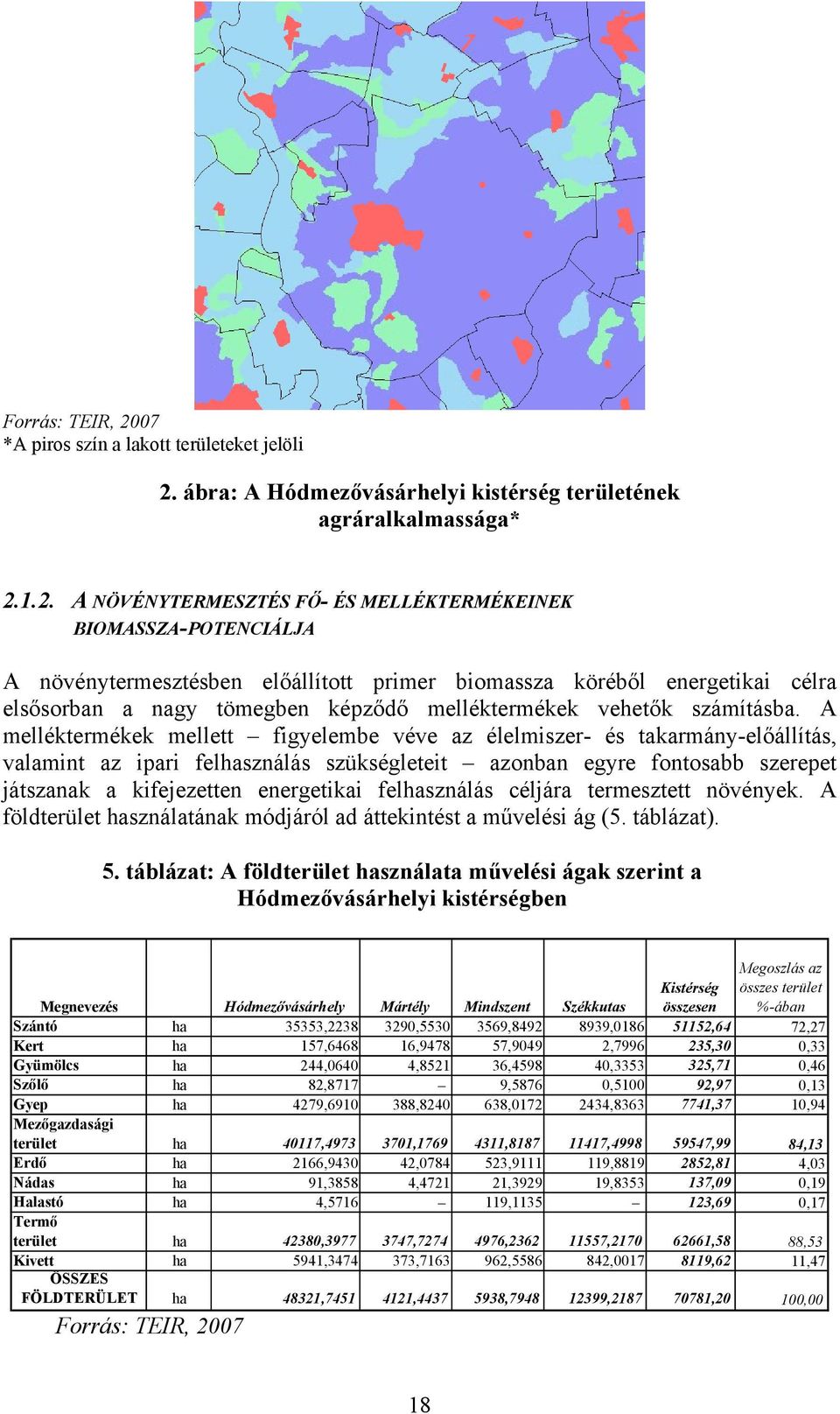 ábra: A Hódmezővásárhelyi kistérség területének agráralkalmassága* 2.