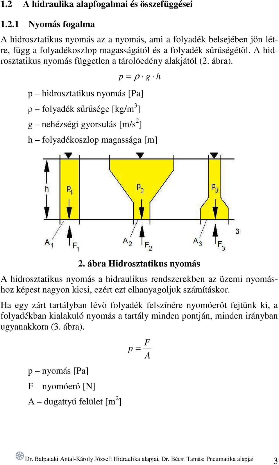 A hidrosztatikus nyomás független a tárolóedény alakjától (. ábra).