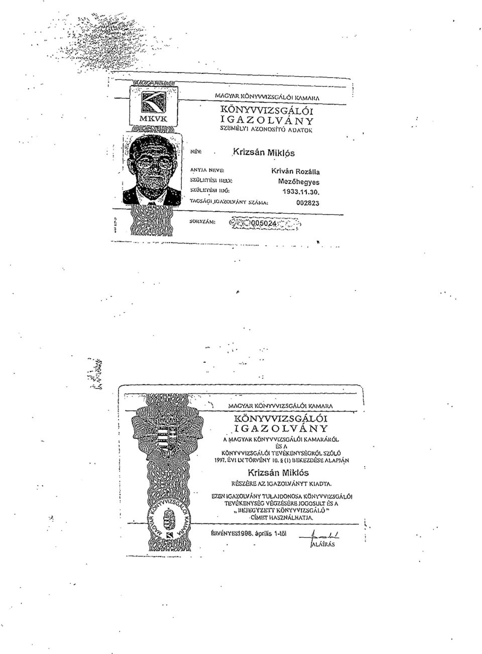 .SOÁLÓ KAMA{ARÓL. ES A KÖNYVVZSGÁLÓ11 ~VÉKENYSllGRÖL SZÓLÓ 1991. ÉV LV, TÖRVÉNY 10. li () nekezdéseala'j~n Krizsán Miklós JtÉSz(m.