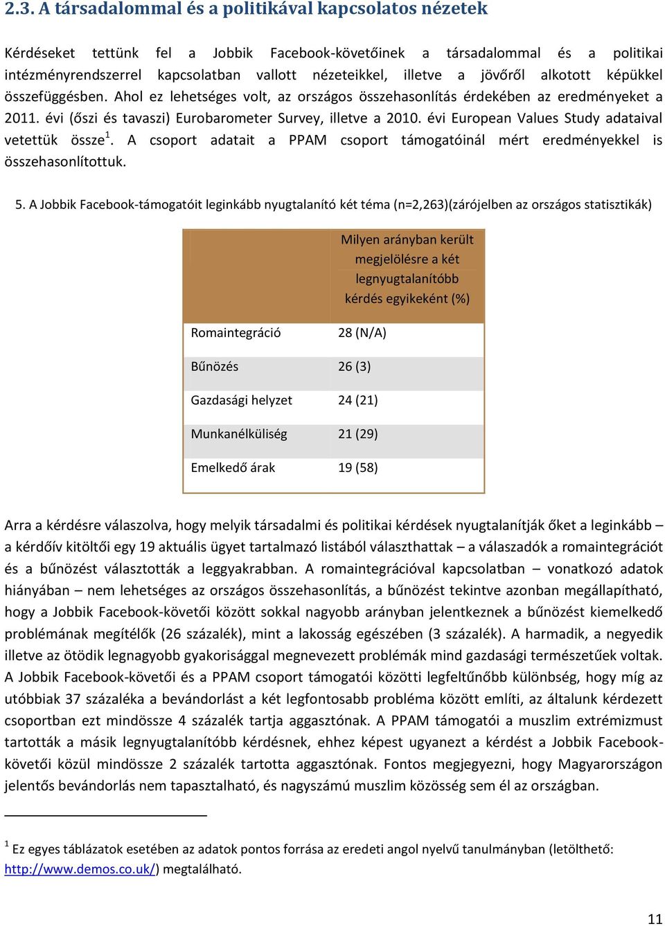 évi European Values Study adataival vetettük össze 1. A csoport adatait a PPAM csoport támogatóinál mért eredményekkel is összehasonlítottuk. 5.