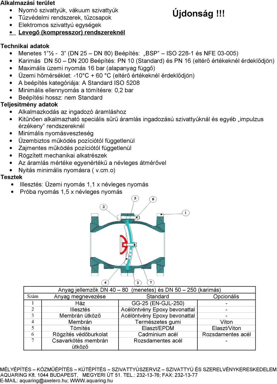 Üzemi hőmérséklet: -10 C + 0 C (eltérő értékeknél érdeklődjön) A beépítés kategóriája: A Standard ISO 08 Minimális ellennyomás a tömítésre: 0, bar Beépítési hossz: nem Standard Teljesítmény adatok