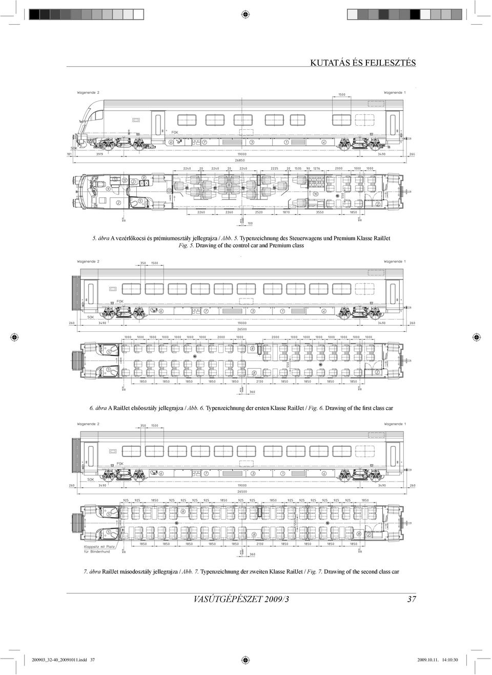 6. Drawing of the first class car 7. ábra RailJet másodosztály jellegrajza / Abb. 7. Typenzeichnung der zweiten Klasse RailJet / Fig.