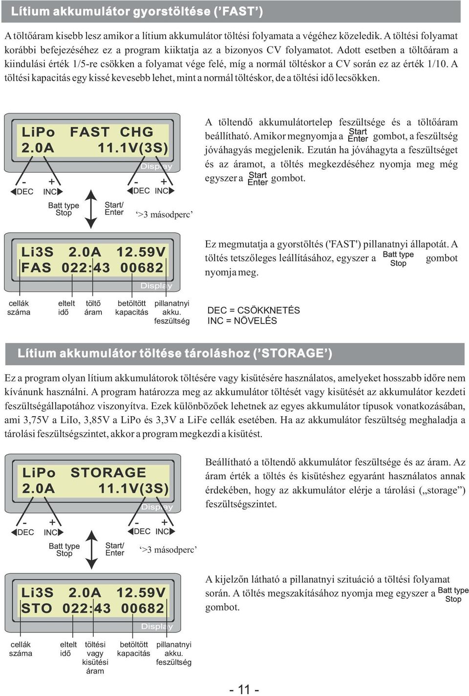 Adott esetben a töltõáram a kiindulási érték 1/5-re csökken a folyamat vége felé, míg a normál töltéskor a CV során ez az érték 1/10.