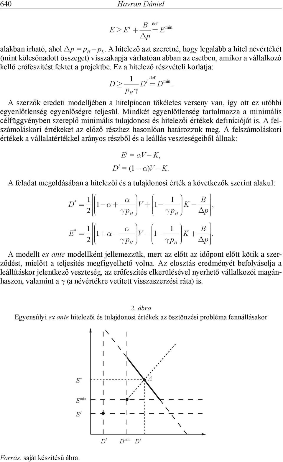 Ez a hitlző részvétli korlátja: 1 df l D D = D min. p H γ A szrzők rdti modlljébn a hitlpiacon tökélts vrsny van így ott z utóbbi gynlőtlnség gynlőségr tljsül.