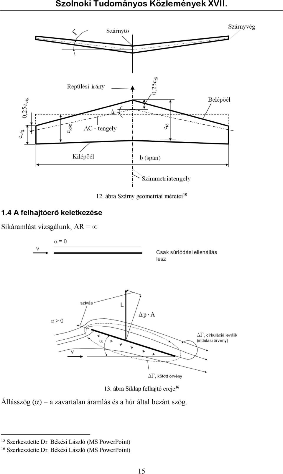 ábra Szárny geometriai méretei 15 13.