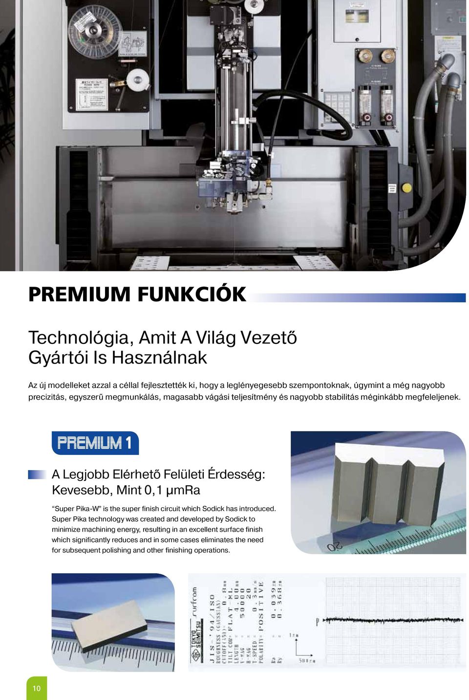 1 A Legjobb Elérhető Felületi Érdesség: Kevesebb, Mint 0,1 µmra Super Pika-W is the super finish circuit which Sodick has introduced.