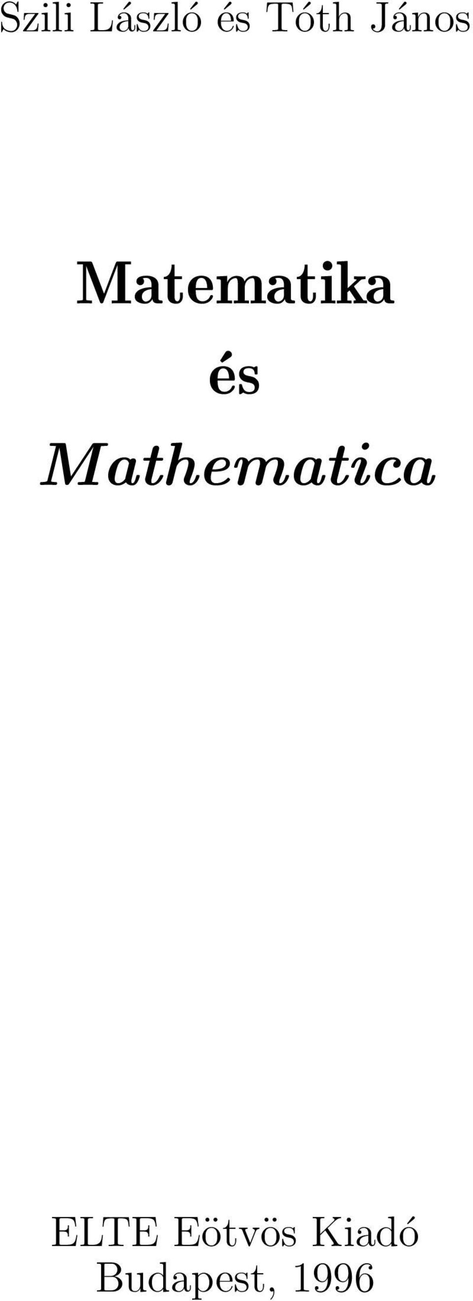 Mathematica ELTE