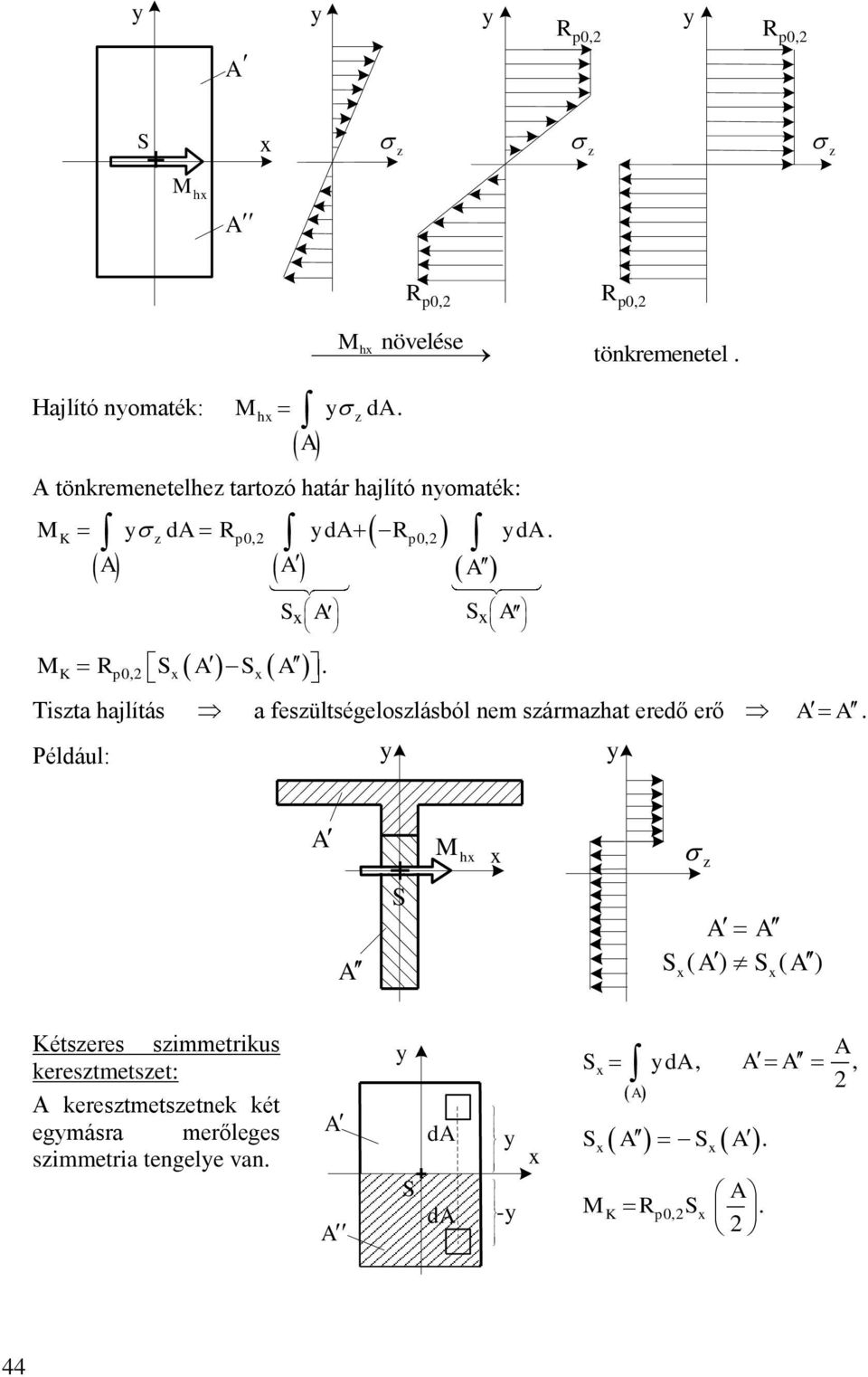 nem sármahat eredő erő A A Például: A h A S A A S ( A) S ( A ) étseres simmetrikus kerestmetset: A