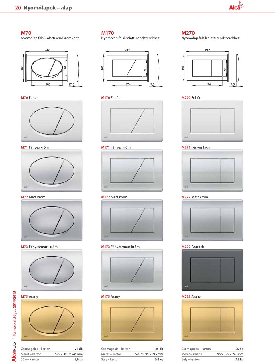 Matt króm M172 Matt króm M272 Matt króm M73 Fényes/matt króm M173 Fényes/matt króm M277 Antracit Termékkatalógus