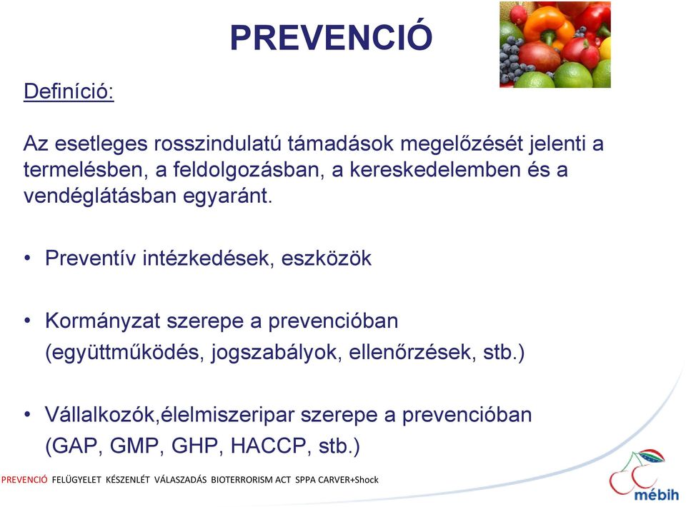 Preventív intézkedések, eszközök Kormányzat szerepe a prevencióban (együttműködés, jogszabályok,