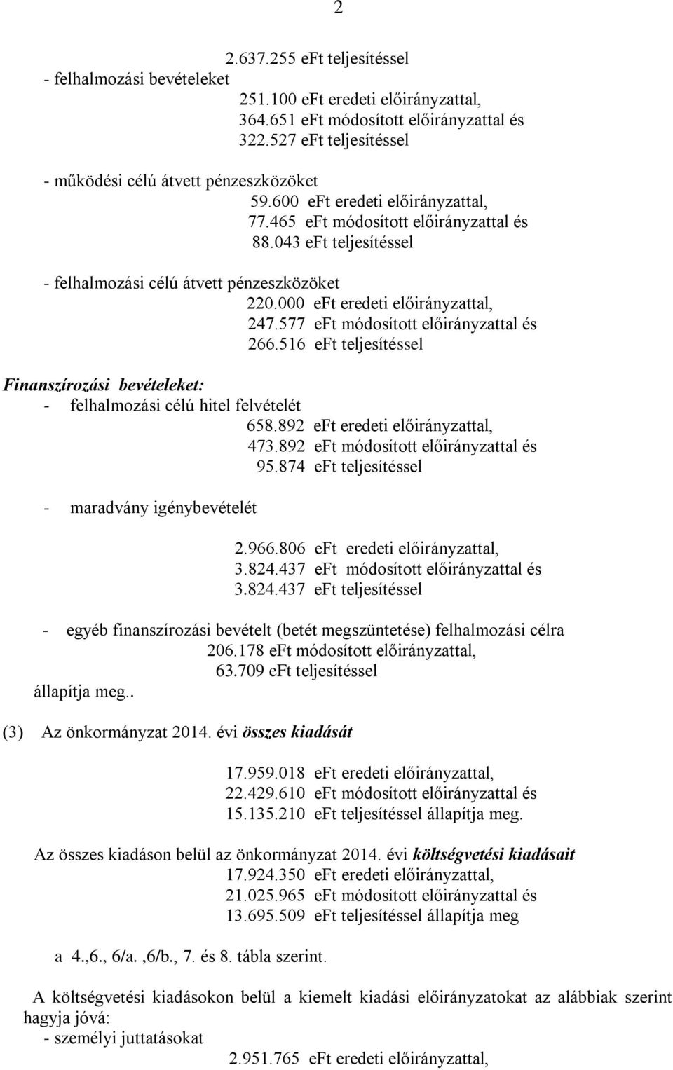 043 eft teljesítéssel - felhalmozási célú átvett pénzeszközöket 220.000 eft eredeti előirányzattal, 247.577 eft módosított előirányzattal és 266.