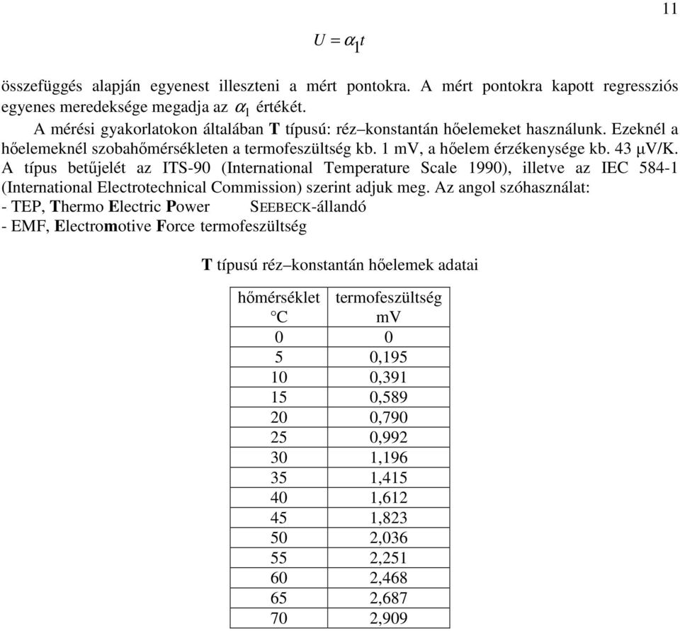 A típus betűjelét az ITS-90 (International Temperature Scale 990), illetve az IEC 584- (International Electrotechnical Commission) szerint adjuk meg.