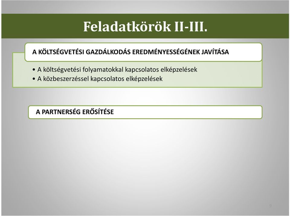 JAVÍTÁSA A költségvetési folyamatokkal