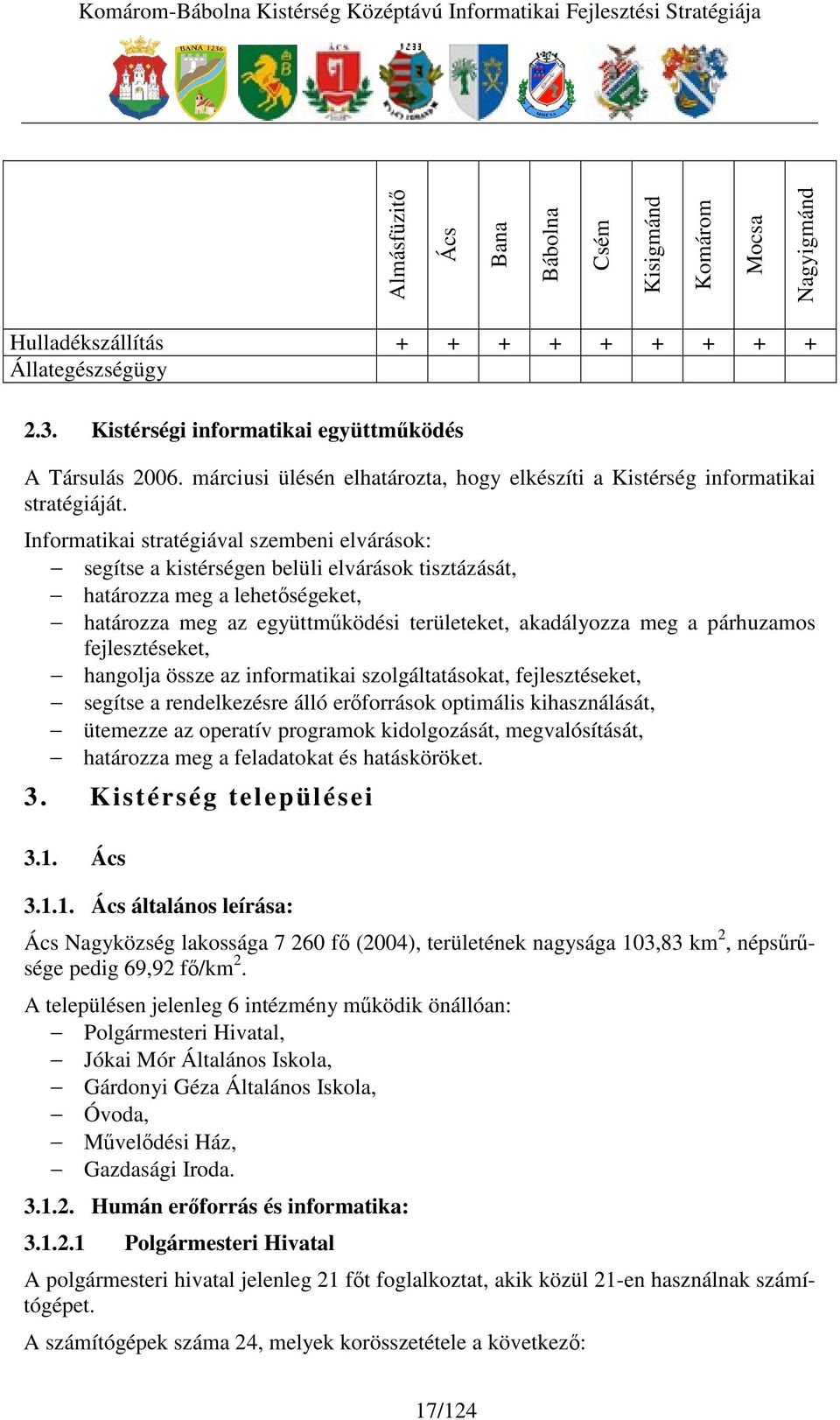 Informatikai stratégiával szembeni elvárások: segítse a kistérségen belüli elvárások tisztázását, határozza meg a lehetségeket, határozza meg az együttmködési területeket, akadályozza meg a