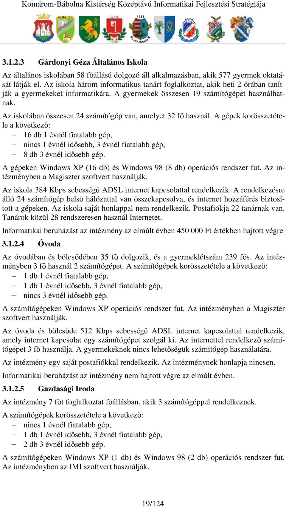 Az iskolában összesen 24 számítógép van, amelyet 32 f használ. A gépek korösszetétele a következ: 16 db 1 évnél fiatalabb gép, nincs 1 évnél idsebb, 3 évnél fiatalabb gép, 8 db 3 évnél idsebb gép.