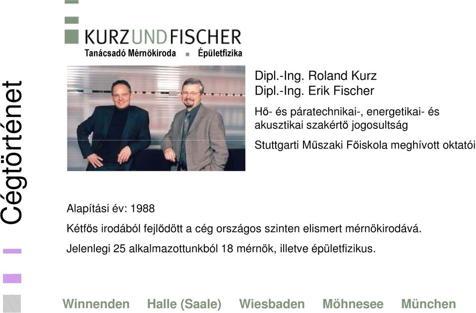 Erik Fischer Hı- és páratechnikai-, energetikai- és akusztikai szakértı jogosultság Stuttgarti Mőszaki