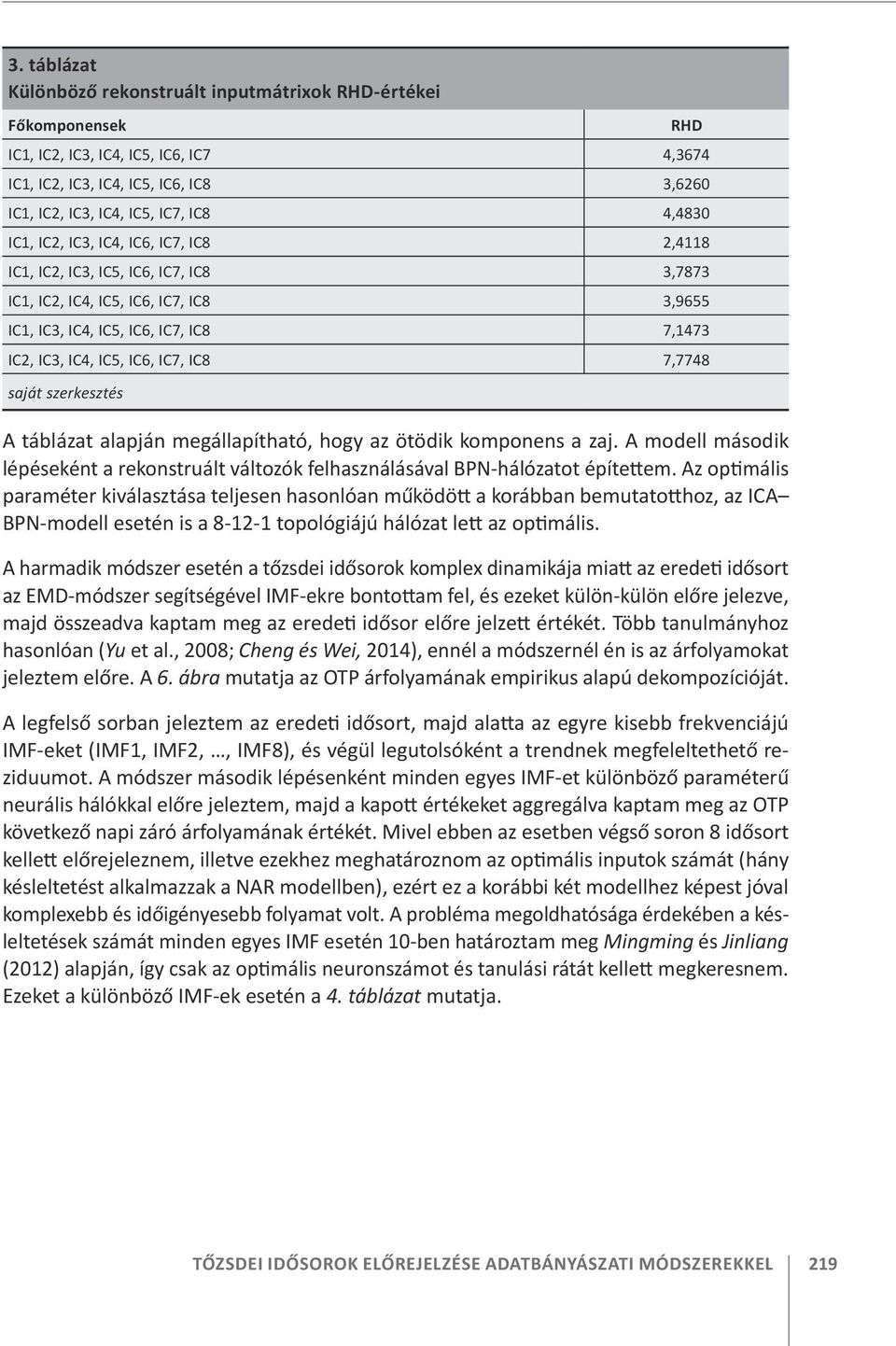 saját szerkesztés A táblázat alapján megállapítható, hogy az ötödik komponens a zaj. A modell második lépéseként a rekonstruált változók felhasználásával BPN-hálózatot építettem.