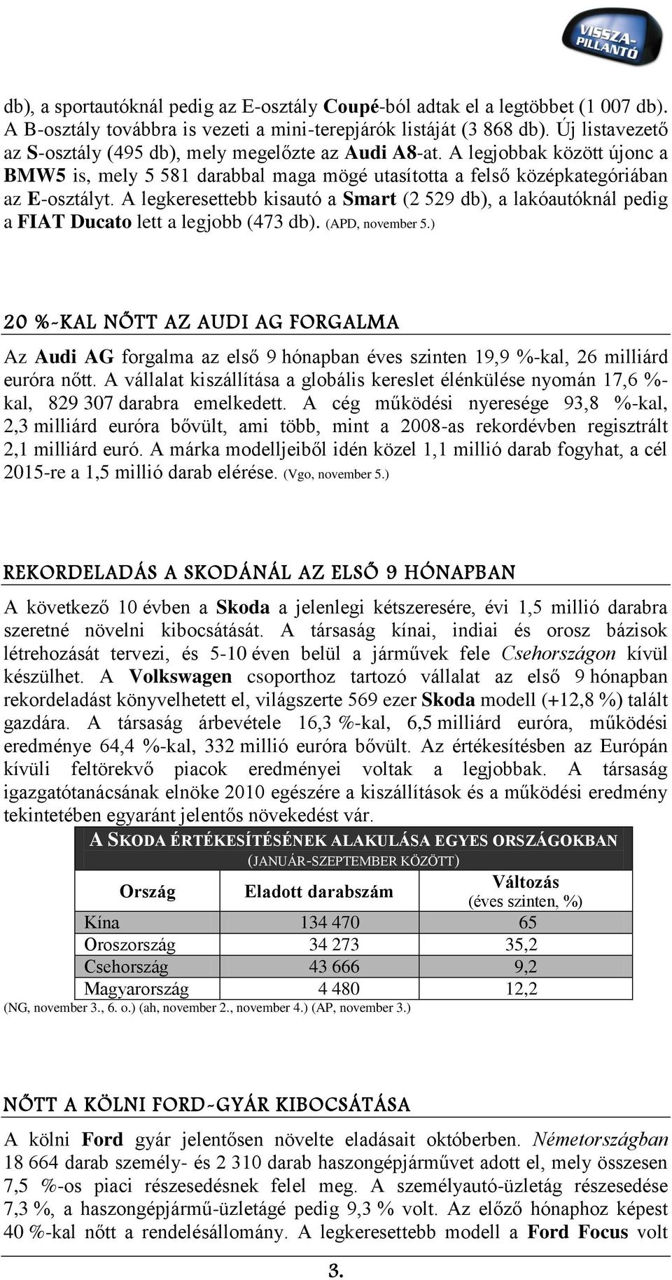 A legkeresettebb kisautó a Smart (2 529 db), a lakóautóknál pedig a FIAT Ducato lett a legjobb (473 db). (APD, november 5.