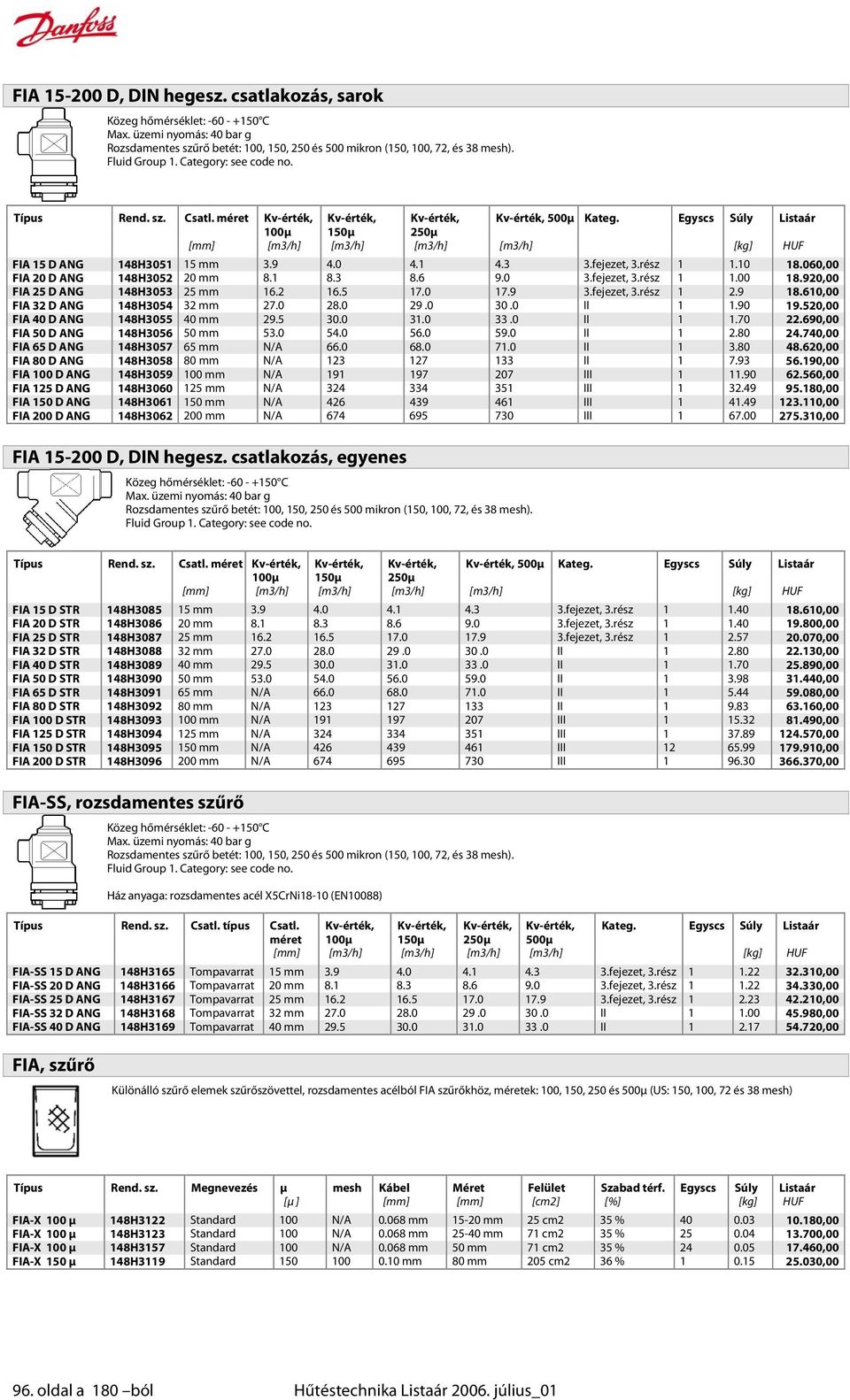 Egyscs Súly Listaár 100µ 150µ 250µ [mm] [m3/h] [m3/h] [m3/h] [m3/h] [kg] HUF FIA 15 D ANG 148H3051 15 mm 3.9 4.0 4.1 4.3 3.fejezet, 3.rész 1 1.10 18.060,00 FIA 20 D ANG 148H3052 20 mm 8.1 8.3 8.6 9.