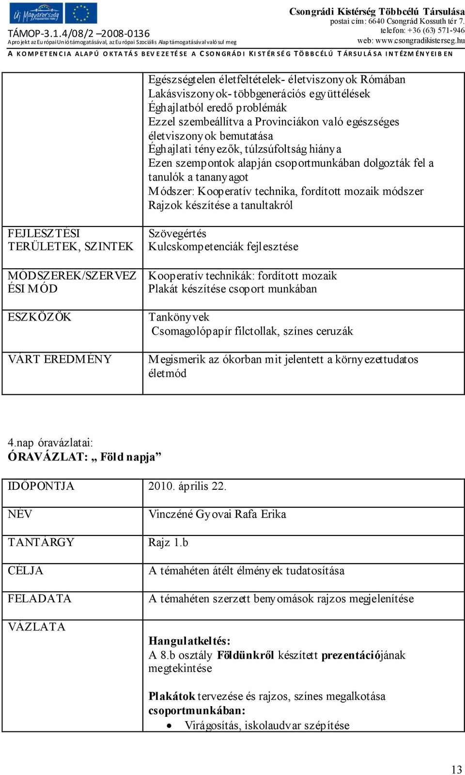 tanultakról FEJLESZTÉSI TERÜLETEK, SZINTEK MÓDSZEREK/SZERVEZ ÉSI MÓD ESZKÖZÖK VÁRT EREDMÉNY Szövegértés Kulcskompetenciák fejlesztése Kooperatív technikák: fordított mozaik Plakát készítése csoport