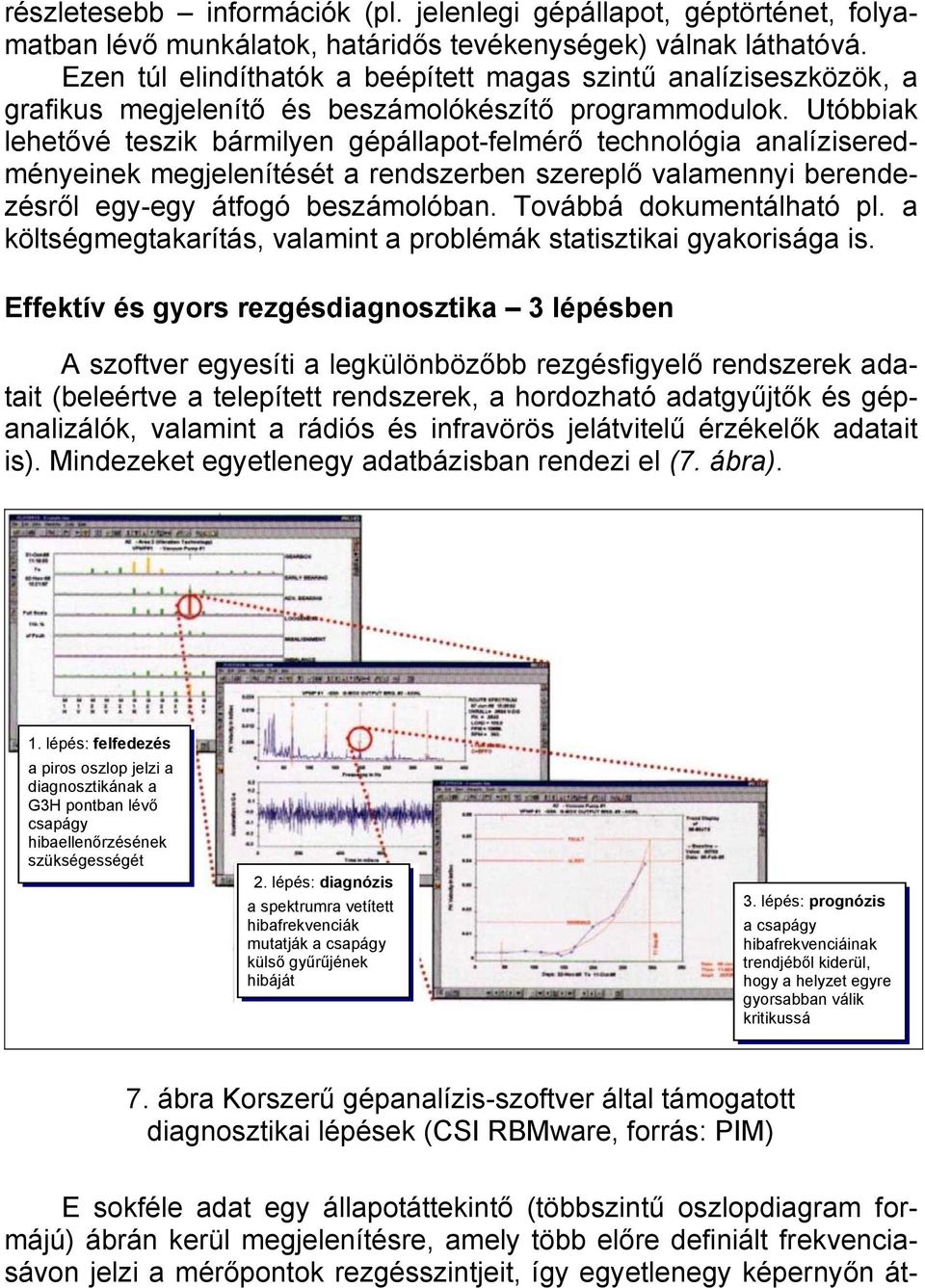 Utóbbiak lehetővé teszik bármilyen gépállapot-felmérő technológia analíziseredményeinek megjelenítését a rendszerben szereplő valamennyi berendezésről egy-egy átfogó beszámolóban.