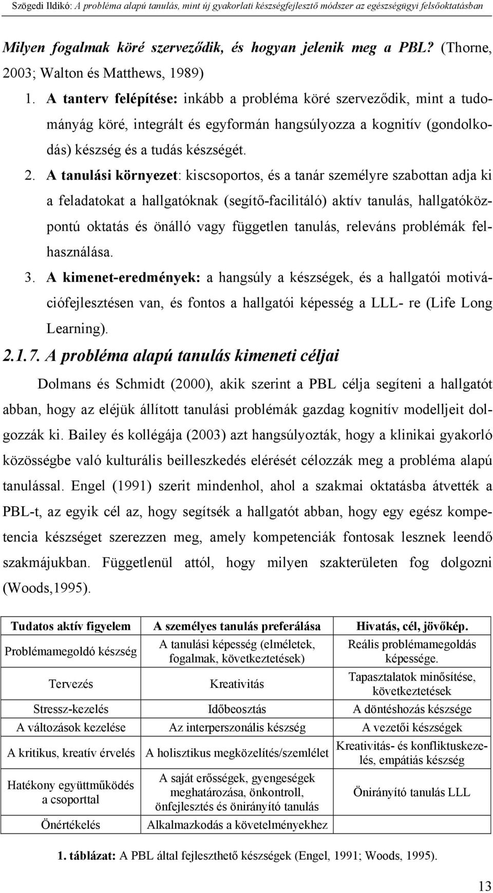 A tanulási környezet: kiscsoportos, és a tanár személyre szabottan adja ki a feladatokat a hallgatóknak (segítő-facilitáló) aktív tanulás, hallgatóközpontú oktatás és önálló vagy független tanulás,