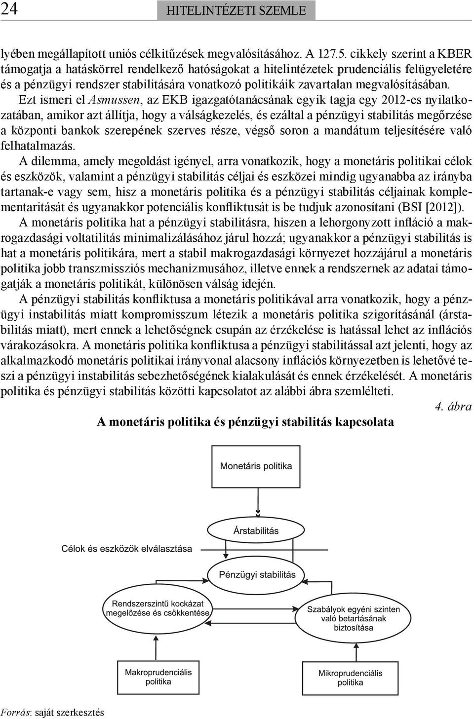 Ezt ismeri el Asmussen, az EKB igazgatótanácsának egyik tagja egy 2012-es nyilatkozatában, amikor azt állítja, hogy a válságkezelés, és ezáltal a pénzügyi stabilitás megőrzése a központi bankok