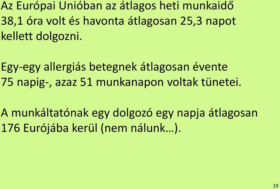 Egy-egy allergiás betegnek átlagosan évente 75 napig-, azaz 51