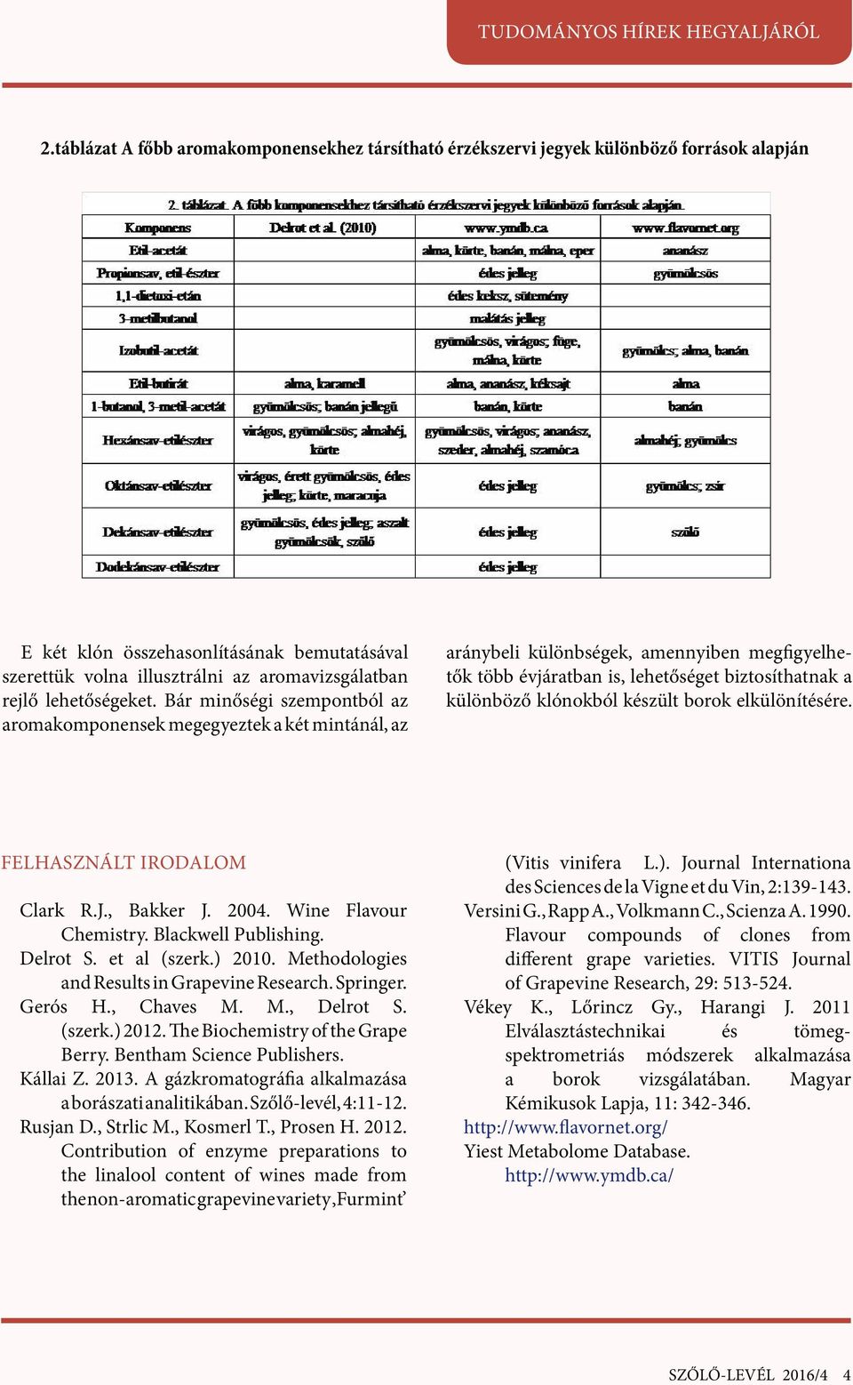 Bár minőségi szempontból az aromakomponensek megegyeztek a két mintánál, az aránybeli különbségek, amennyiben megfigyelhetők több évjáratban is, lehetőséget biztosíthatnak a különböző klónokból