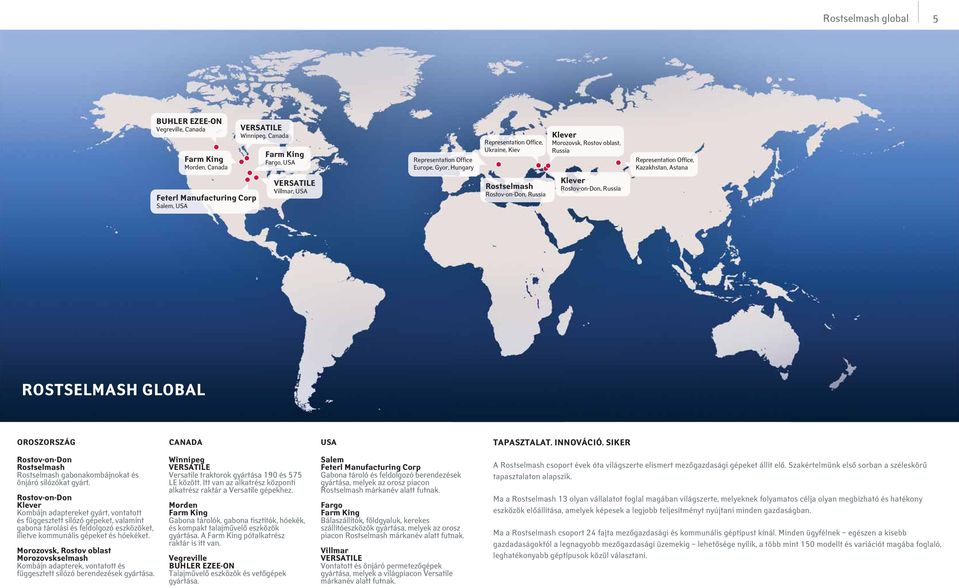 Rostov-on-Don, Russia ROSTSELMASH GLOBAL OROSZORSZÁG CANADA USA TAPASZTALAT. INNOVÁCIÓ. SIKER Rostov-on-Don Rostselmash Rostselmash gabonakombájnokat és önjáró silózókat gyárt.