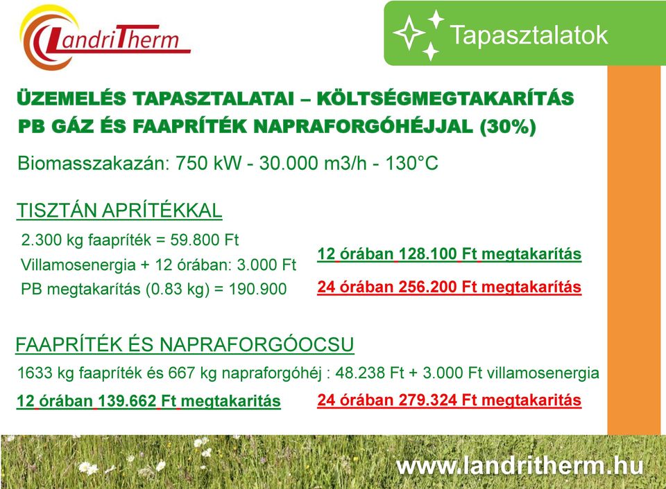 83 kg) = 190.900 12 órában 128.100 Ft megtakarítás 24 órában 256.