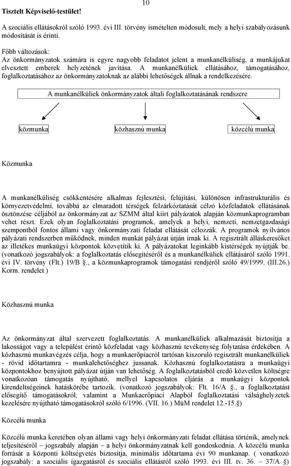 A munkanélküliek ellátásához, támogatásához, foglalkoztatásához az önkormányzatoknak az alábbi lehetőségek állnak a rendelkezésére.