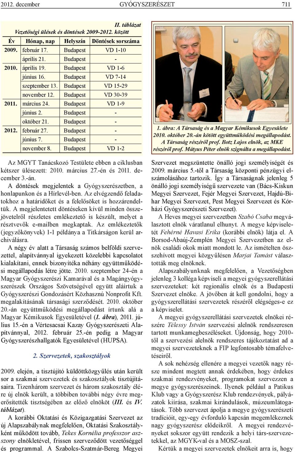 Budapest - 2012. február 27. Budapest - június 7. Budapest - november 8. Budapest VD 1-2 Az MGYT Tanácskozó Testülete ebben a ciklusban kétszer ülésezett: 2010. március 27.-én és 2011. december 3.-án.