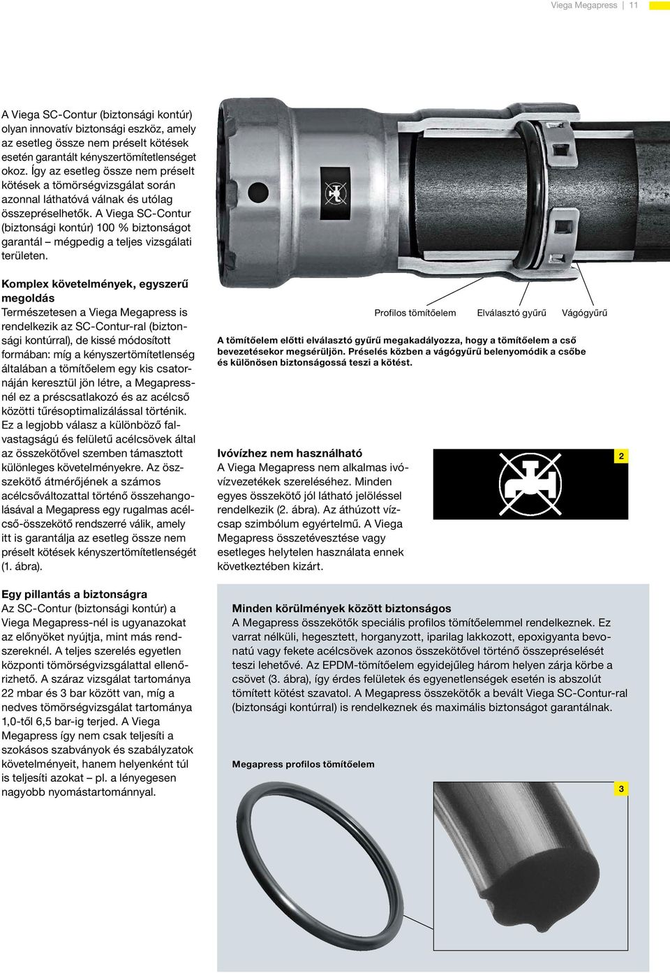 A Viega SC-Contur (biztonsági kontúr) 100 % biztonságot garantál mégpedig a teljes vizsgálati területen.
