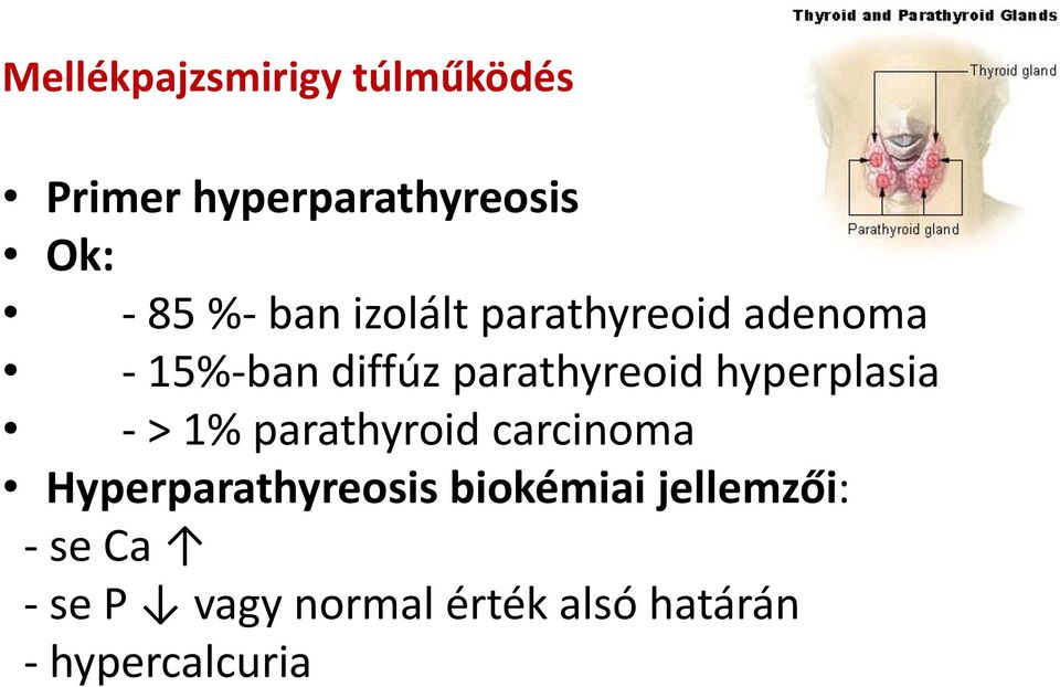 hyperplasia - > 1% parathyroid carcinoma Hyperparathyreosis
