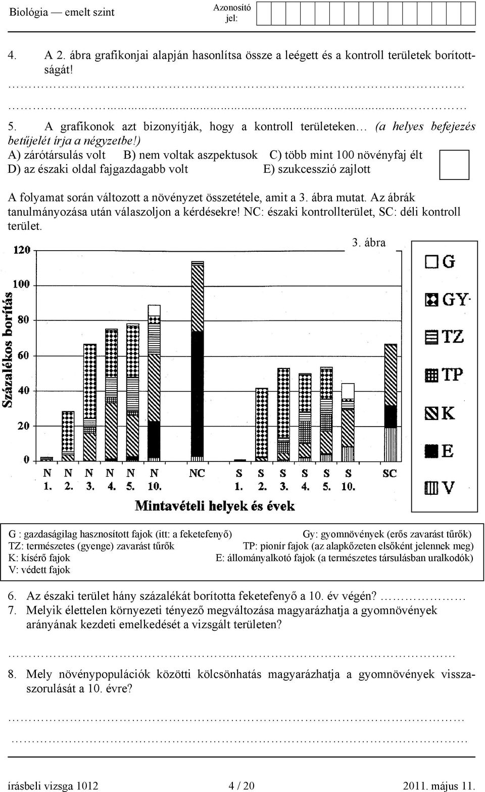 ) A) zárótársulás volt B) nem voltak aszpektusok C) több mint 100 növényfaj élt D) az északi oldal fajgazdagabb volt E) szukcesszió zajlott A folyamat során változott a növényzet összetétele, amit a